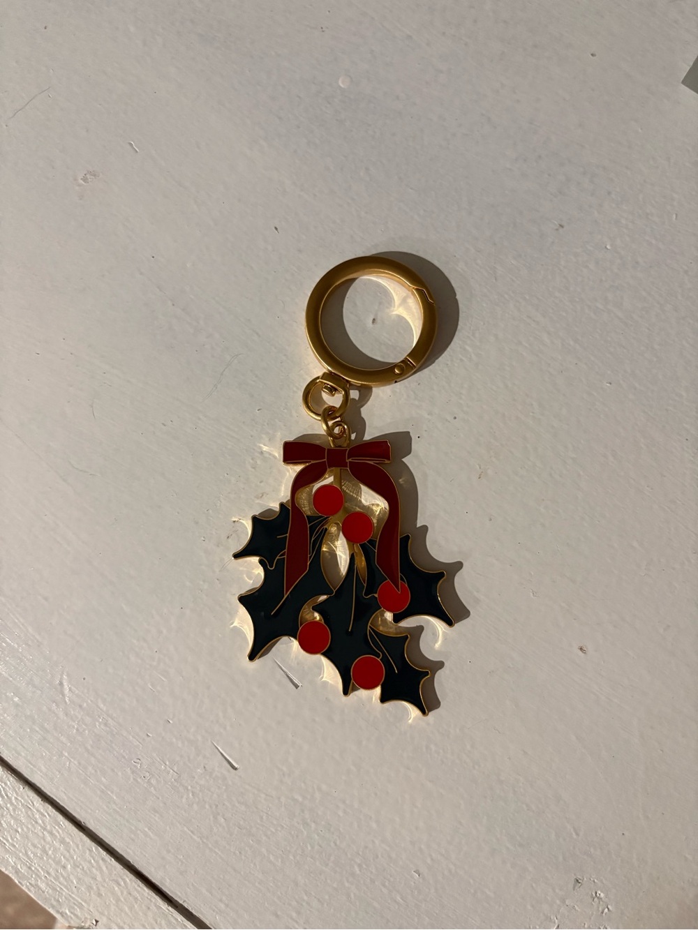 Vera Bradley Gold-tone Holly Keychain with Red and Black Enamel